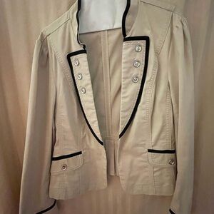 White House Black Market Beige Blazer with Black Trim